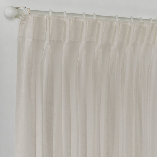 Semi Sheer Linen Pinch Pleated Curtain Single Panel - Beige