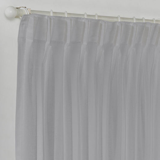 Semi Sheer Linen Pinch Pleated Curtain Single Panel - Grey