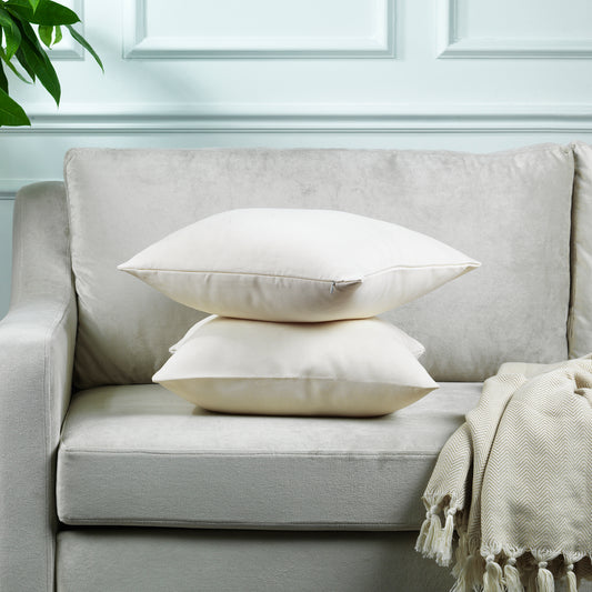 Linen Texture Cushion Covers Set of 2 Hidden Zipper - Cream