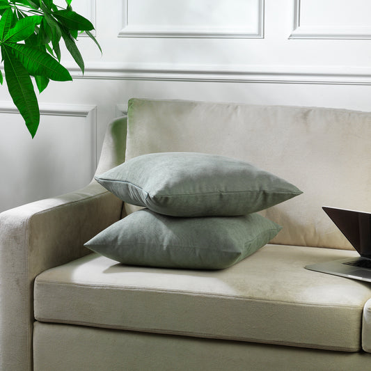 Decorative Cushion Covers Set of 2 Hidden Zipper - Leaf Green
