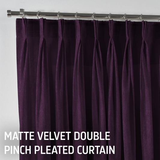 Matte Velvet Pinch Pleated Curtain Single Panel - Byzantium