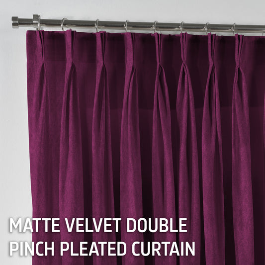 Matte Velvet Pinch Pleated Curtain Single Panel - Fuchsia