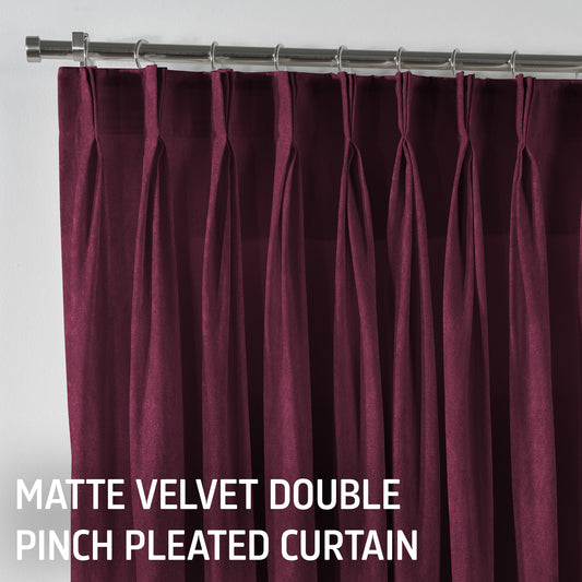Matte Velvet Pinch Pleated Curtain Single Panel - Rose
