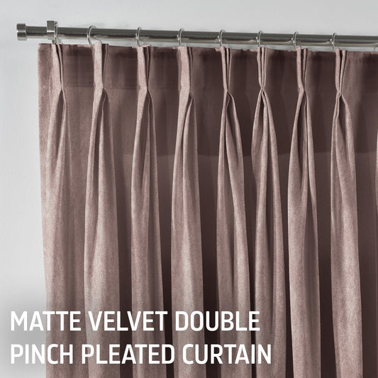 Matte Velvet Pinch Pleated Curtain Single Panel - Salt