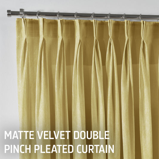 Matte Velvet Pinch Pleated Curtain Single Panel - Lemon