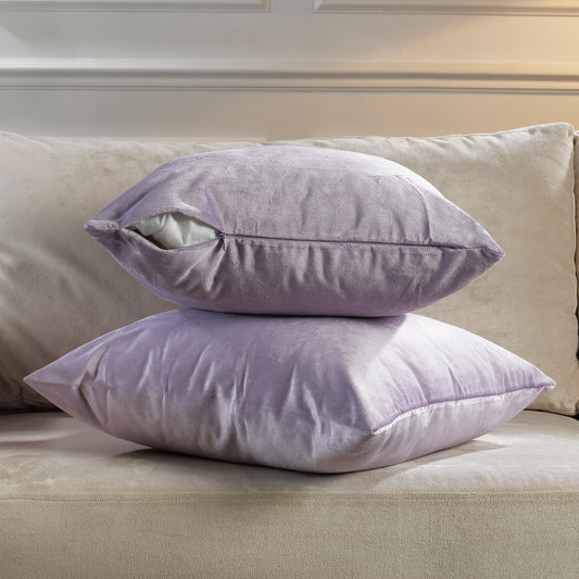 Matte Velvet Cushion Covers Set of 2 Hidden Zipper - Lavender