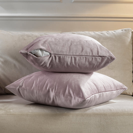 Matte Velvet Cushion Covers Set of 2 Hidden Zipper - Light Pink