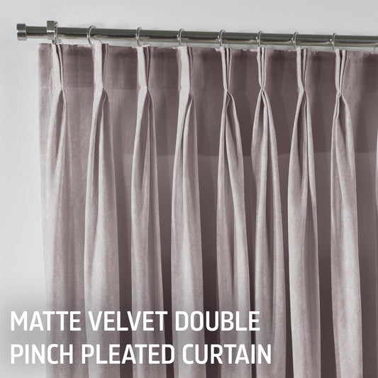 Matte Velvet Pinch Pleated Curtain Single Panel - Light Pink