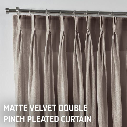 Matte Velvet Pinch Pleated Curtain Single Panel - Tan