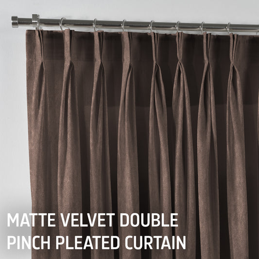 Matte Velvet Pinch Pleated Curtain Single Panel - Pale Taupe