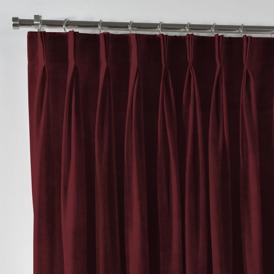 Shiny Velvet Pinch Pleated Curtain Single Panel - Mahogany