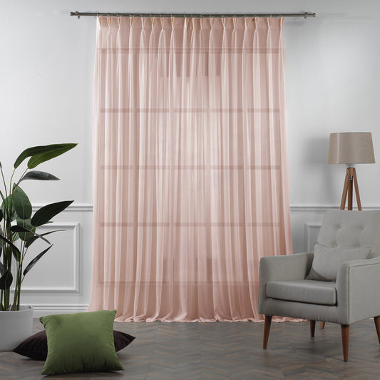 Sheer Silk Crepe Pinch Pleated Curtain Single Panel - Pink