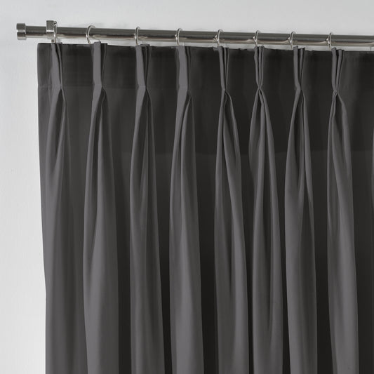 Linen Texture Pinch Pleated Curtain Single Panel - Light Grey
