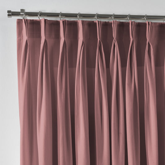 Linen Texture Pinch Pleated Curtain Single Panel - Rose Pink