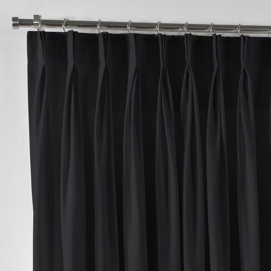 Linen Texture Pinch Pleated Curtain Single Panel - Anthracite