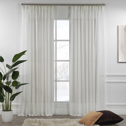Sheer linen texture pinch pleated curtains, sheer linen look curtains, 100% polyester sheer curtains, pinch pleat curtains, linen look drapes, light filtering curtains, sheer window panels, elegant window treatments, living room curtains, bedroom curtains, dining room curtains, nursery curtains, custom size curtains, custom drapes, decorative sheer curtains, modern home decor, farmhouse curtains, privacy sheers, stylish curtain panels, window drapes.