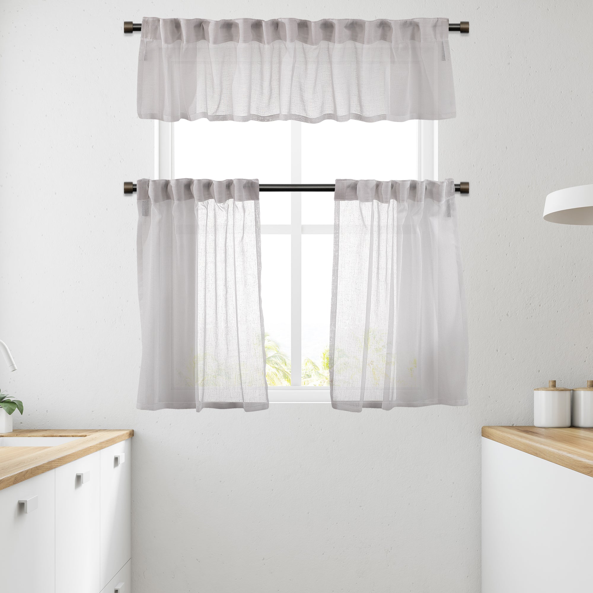 Sheer linen kitchen valances, sheer linen look kitchen valances, linen look kitchen valance, 100% polyester sheer valance, kitchen window valance, light filtering kitchen curtains, decorative kitchen curtains, farmhouse kitchen valance, modern kitchen decor, window topper, kitchen window treatment, custom kitchen valance, café window curtain, rod pocket valance, elegant window valance, stylish kitchen window topper, home decor, window furnishings