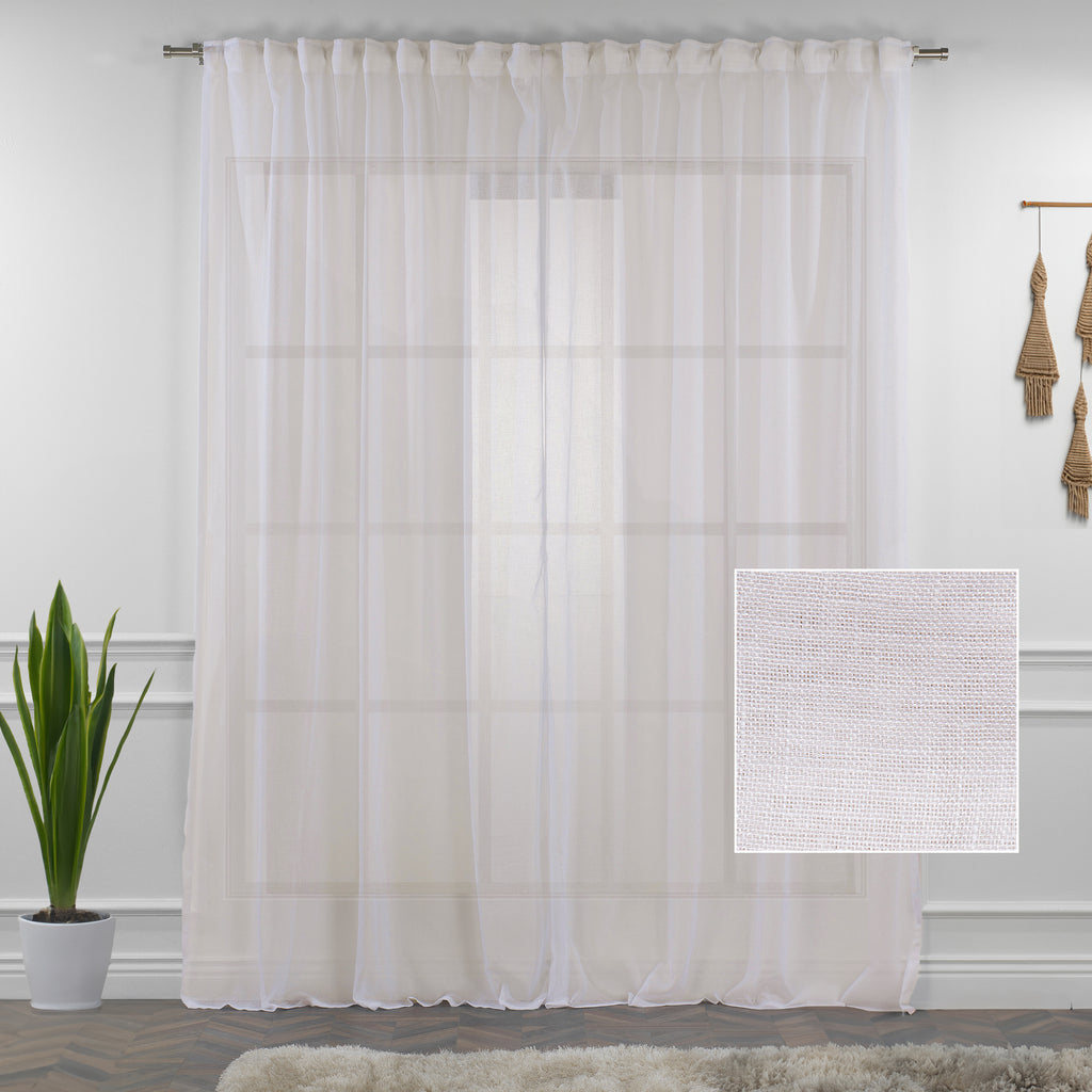 Sheer 100% Linen Curtain Single Panel - Ecru
