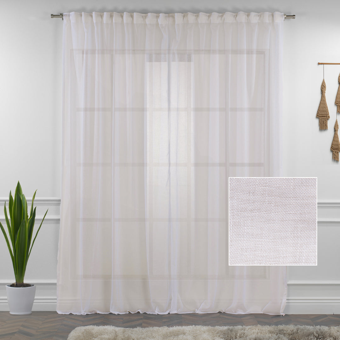 Sheer 100% Linen Curtain Single Panel - Ecru