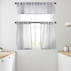 Sheer linen kitchen valances, sheer linen look kitchen valances, linen look kitchen valance, 100% polyester sheer valance, kitchen window valance, light filtering kitchen curtains, decorative kitchen curtains, farmhouse kitchen valance, modern kitchen decor, window topper, kitchen window treatment, custom kitchen valance, café window curtain, rod pocket valance, elegant window valance, stylish kitchen window topper, home decor, window furnishings