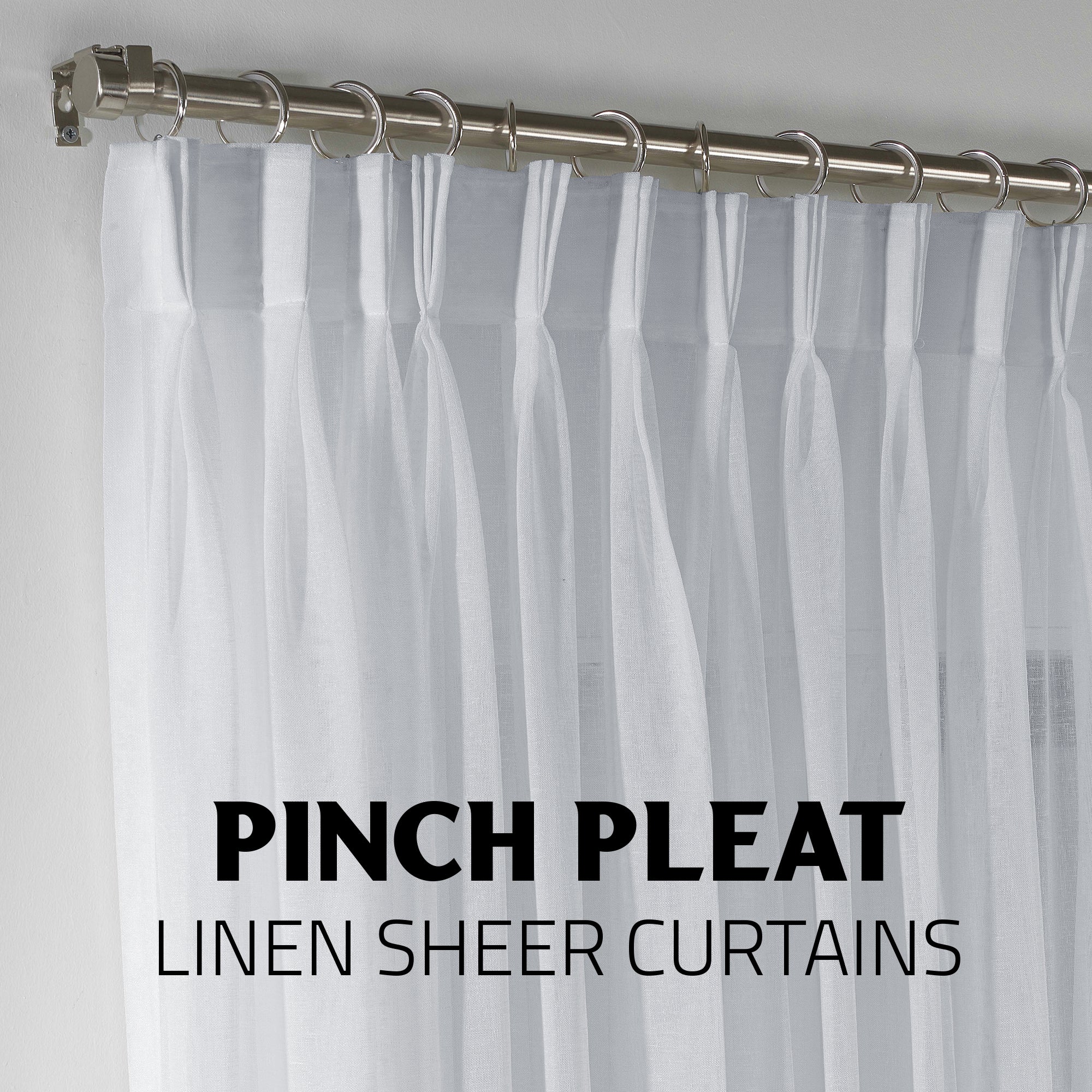 Sheer Linen Pinch Pleated Curtain Single Panel - White