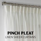 Sheer Linen Pinch Pleated Curtain Single Panel - Ecru