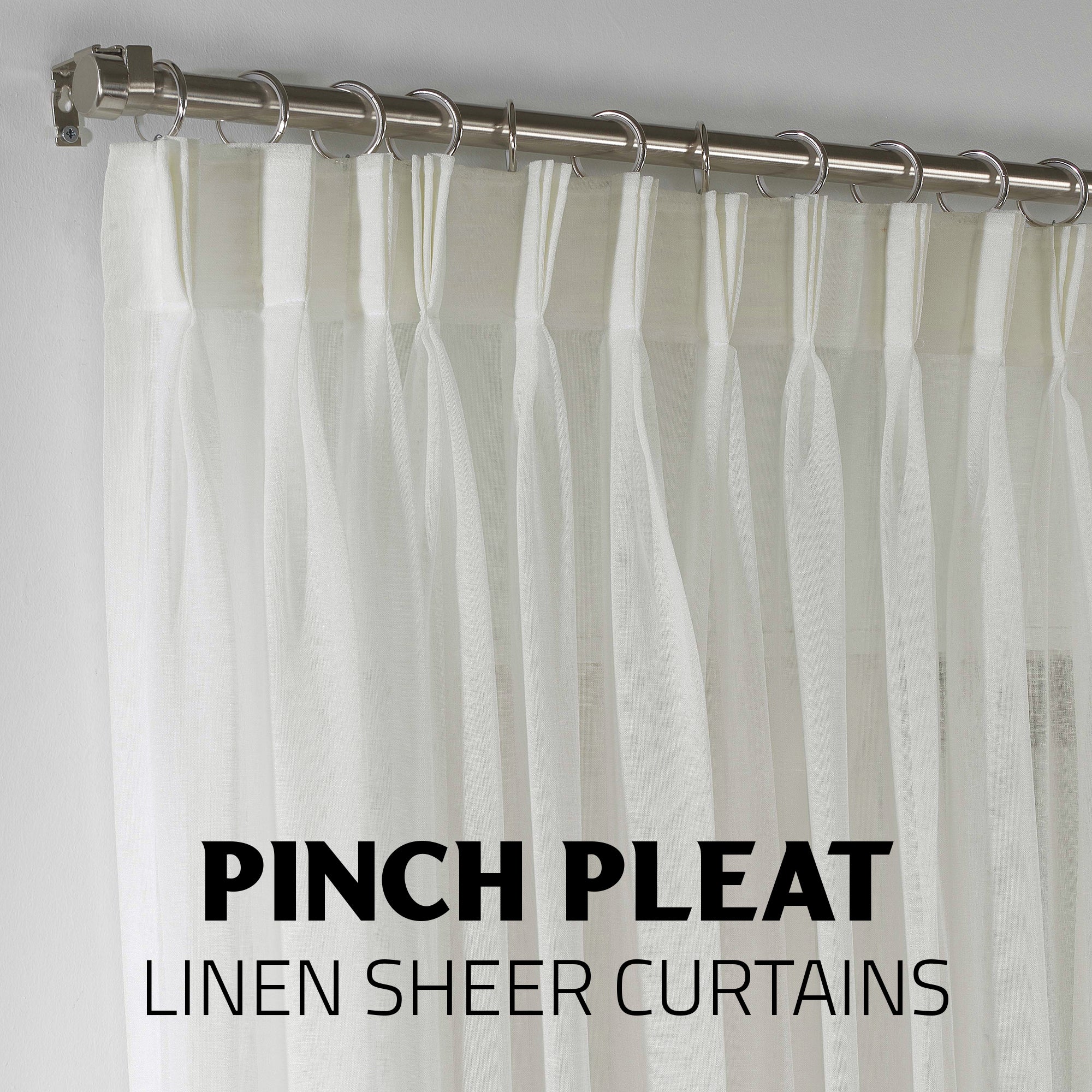 Sheer Linen Pinch Pleated Curtain Single Panel - Ecru