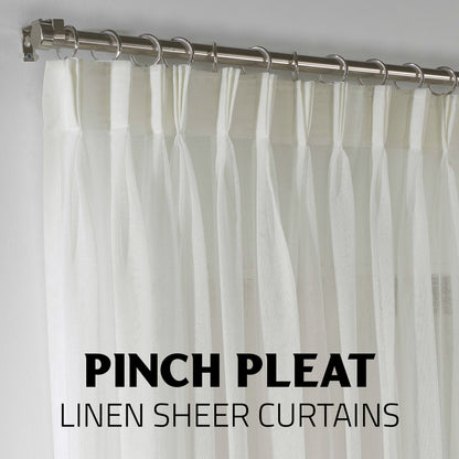 Sheer Linen Pinch Pleated Curtain Single Panel - Ecru