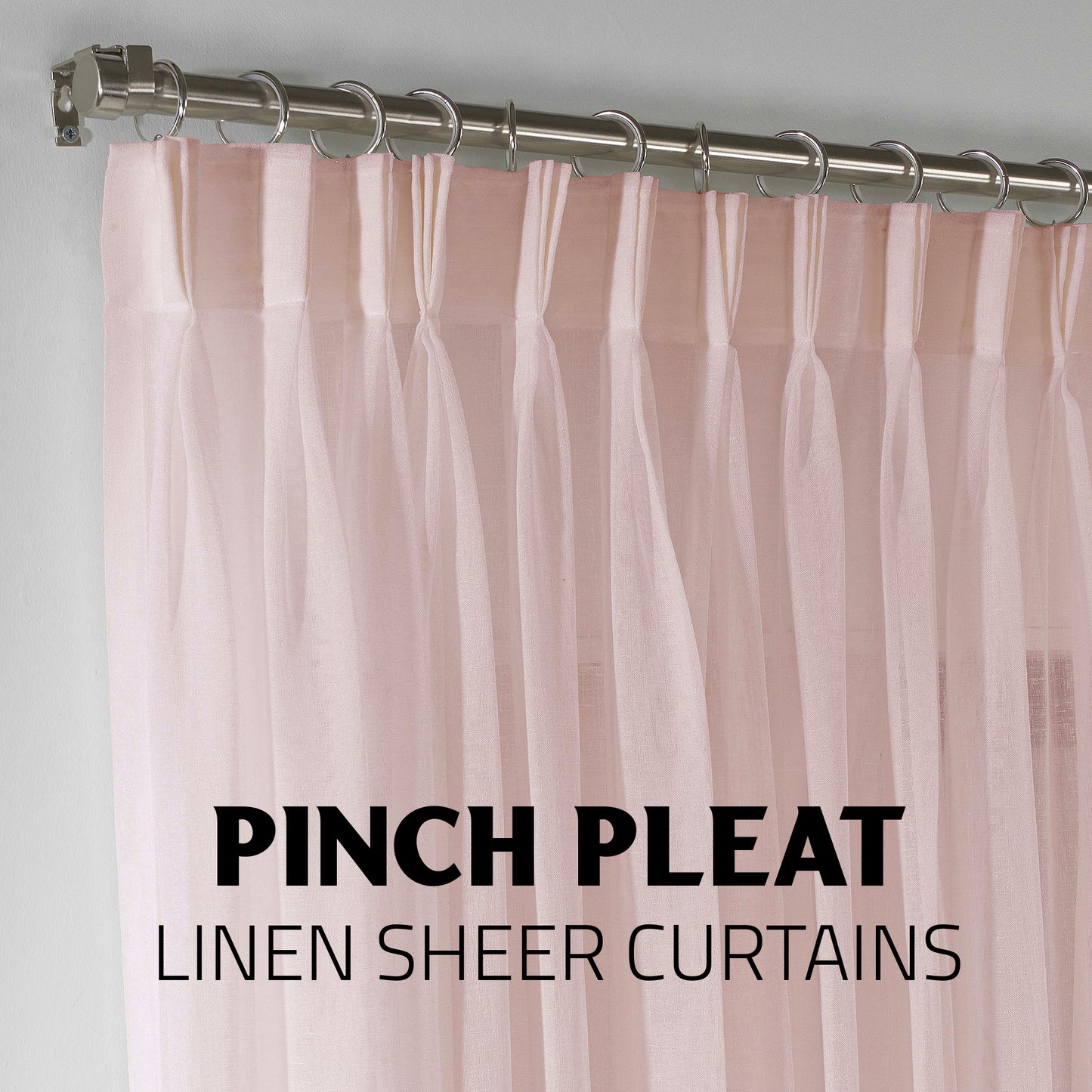 Sheer Linen Pinch Pleated Curtain Single Panel - Pink