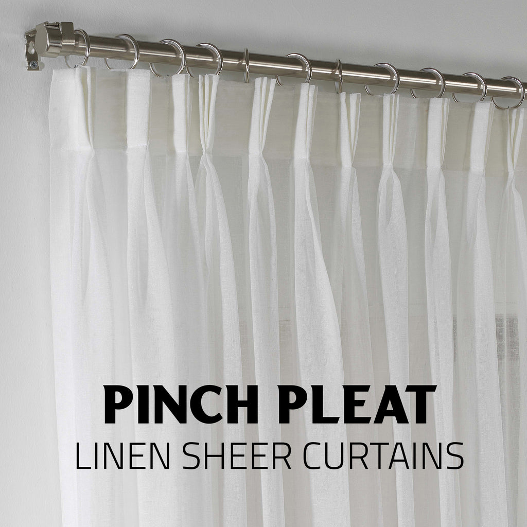 Sheer Linen Pinch Pleated Curtain Single Panel - Cream