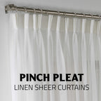 Sheer Linen Pinch Pleated Curtain Single Panel - Cream