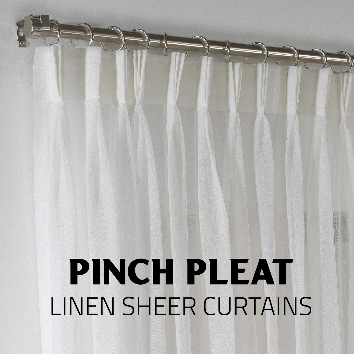 Sheer Linen Pinch Pleated Curtain Single Panel - Cream
