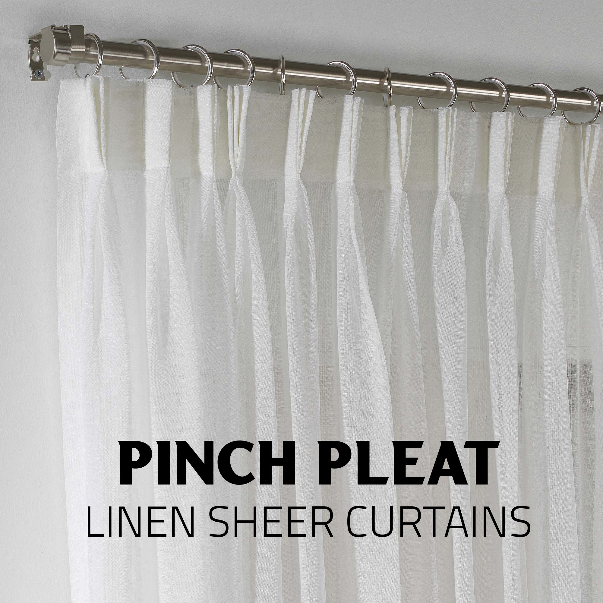Sheer Linen Pinch Pleated Curtain Single Panel - Cream