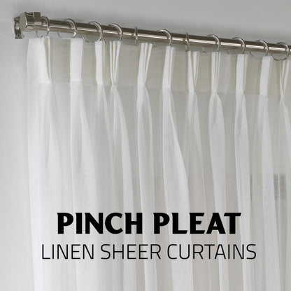 Sheer Linen Pinch Pleated Curtain Single Panel - Cream