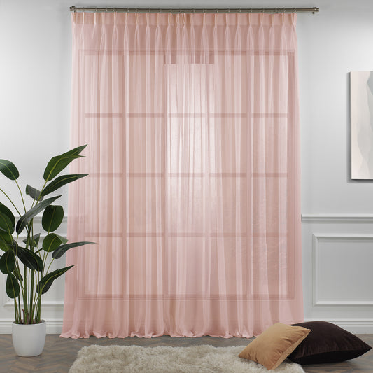 Sheer Linen Pinch Pleated Curtain Single Panel - Pink