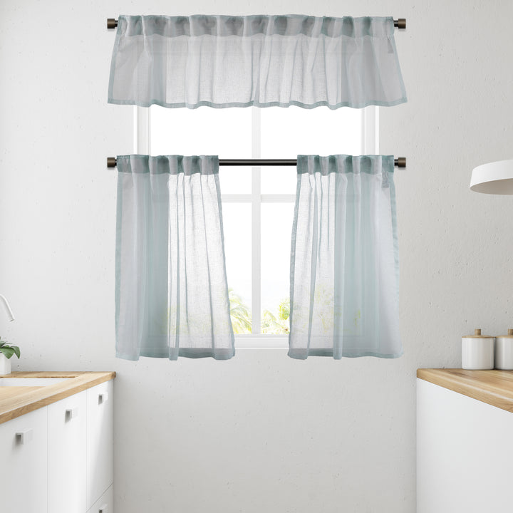 Sheer linen kitchen valances, sheer linen look kitchen valances, linen look kitchen valance, 100% polyester sheer valance, kitchen window valance, light filtering kitchen curtains, decorative kitchen curtains, farmhouse kitchen valance, modern kitchen decor, window topper, kitchen window treatment, custom kitchen valance, café window curtain, rod pocket valance, elegant window valance, stylish kitchen window topper, home decor, window furnishings