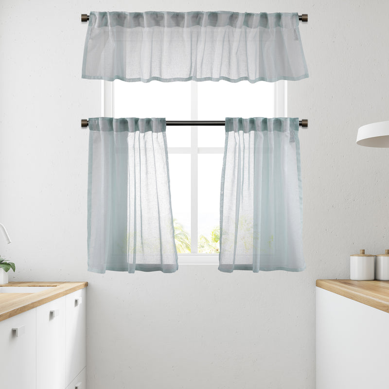 Sheer linen kitchen valances, sheer linen look kitchen valances, linen look kitchen valance, 100% polyester sheer valance, kitchen window valance, light filtering kitchen curtains, decorative kitchen curtains, farmhouse kitchen valance, modern kitchen decor, window topper, kitchen window treatment, custom kitchen valance, café window curtain, rod pocket valance, elegant window valance, stylish kitchen window topper, home decor, window furnishings