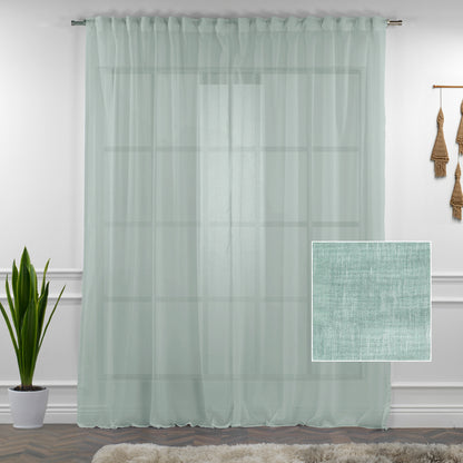Sheer 100% Linen Curtain Single Panel - Mint
