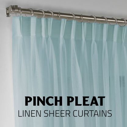 Sheer Linen Pinch Pleated Curtain Single Panel - Blue
