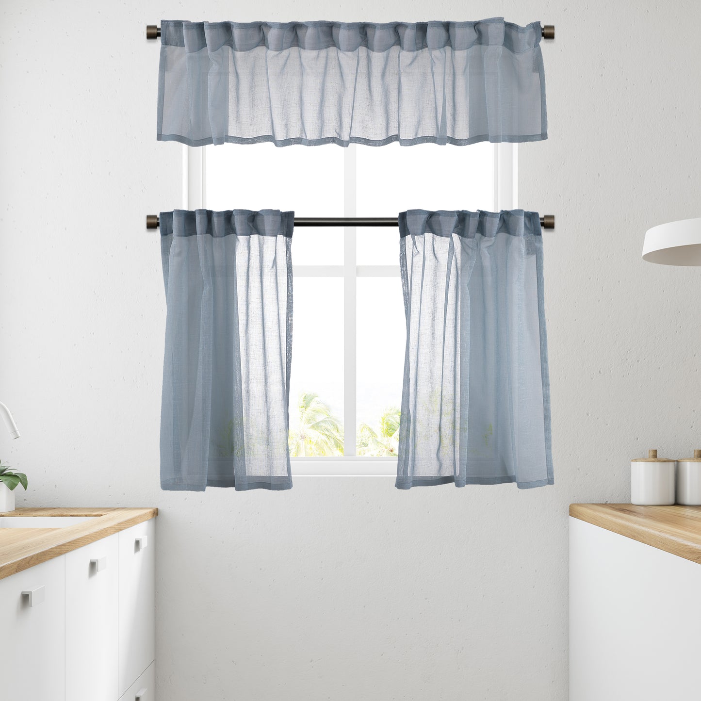 Sheer linen kitchen valances, sheer linen look kitchen valances, linen look kitchen valance, 100% polyester sheer valance, kitchen window valance, light filtering kitchen curtains, decorative kitchen curtains, farmhouse kitchen valance, modern kitchen decor, window topper, kitchen window treatment, custom kitchen valance, café window curtain, rod pocket valance, elegant window valance, stylish kitchen window topper, home decor, window furnishings