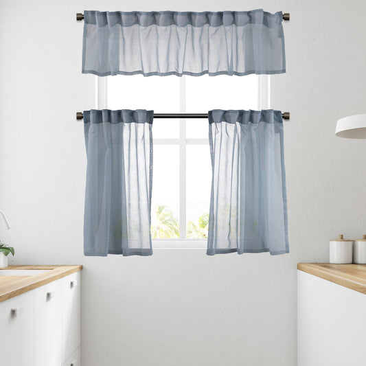 Sheer linen kitchen valances, sheer linen look kitchen valances, linen look kitchen valance, 100% polyester sheer valance, kitchen window valance, light filtering kitchen curtains, decorative kitchen curtains, farmhouse kitchen valance, modern kitchen decor, window topper, kitchen window treatment, custom kitchen valance, café window curtain, rod pocket valance, elegant window valance, stylish kitchen window topper, home decor, window furnishings