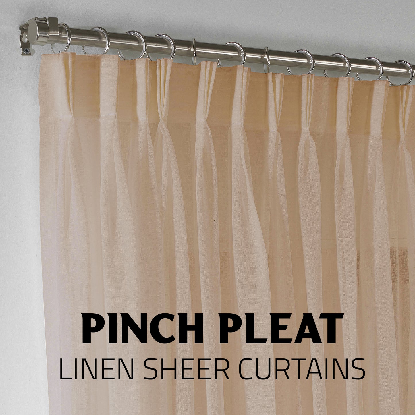 Sheer Linen Pinch Pleated Curtain Single Panel - Brown
