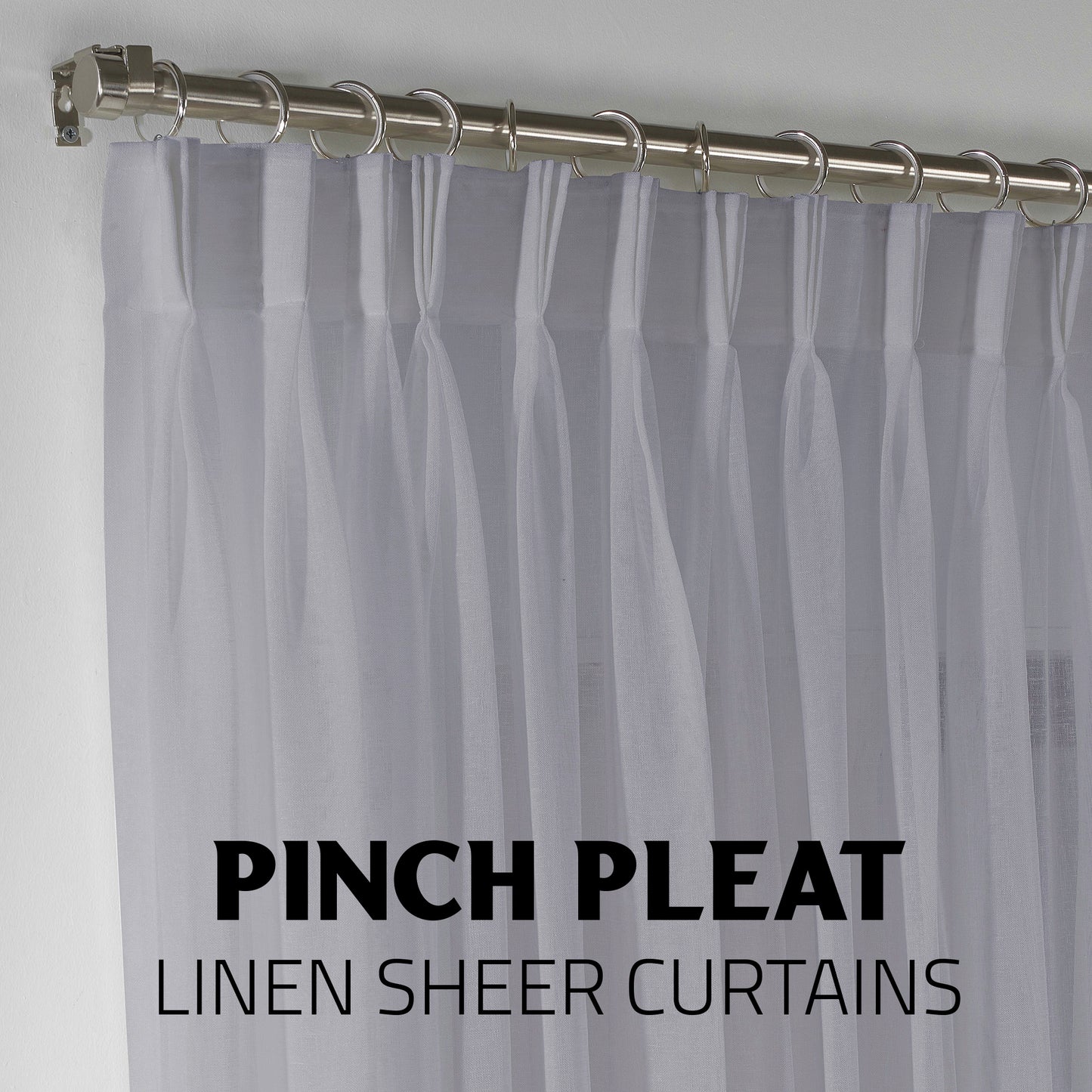 Sheer Linen Pinch Pleated Curtain Single Panel - Grey