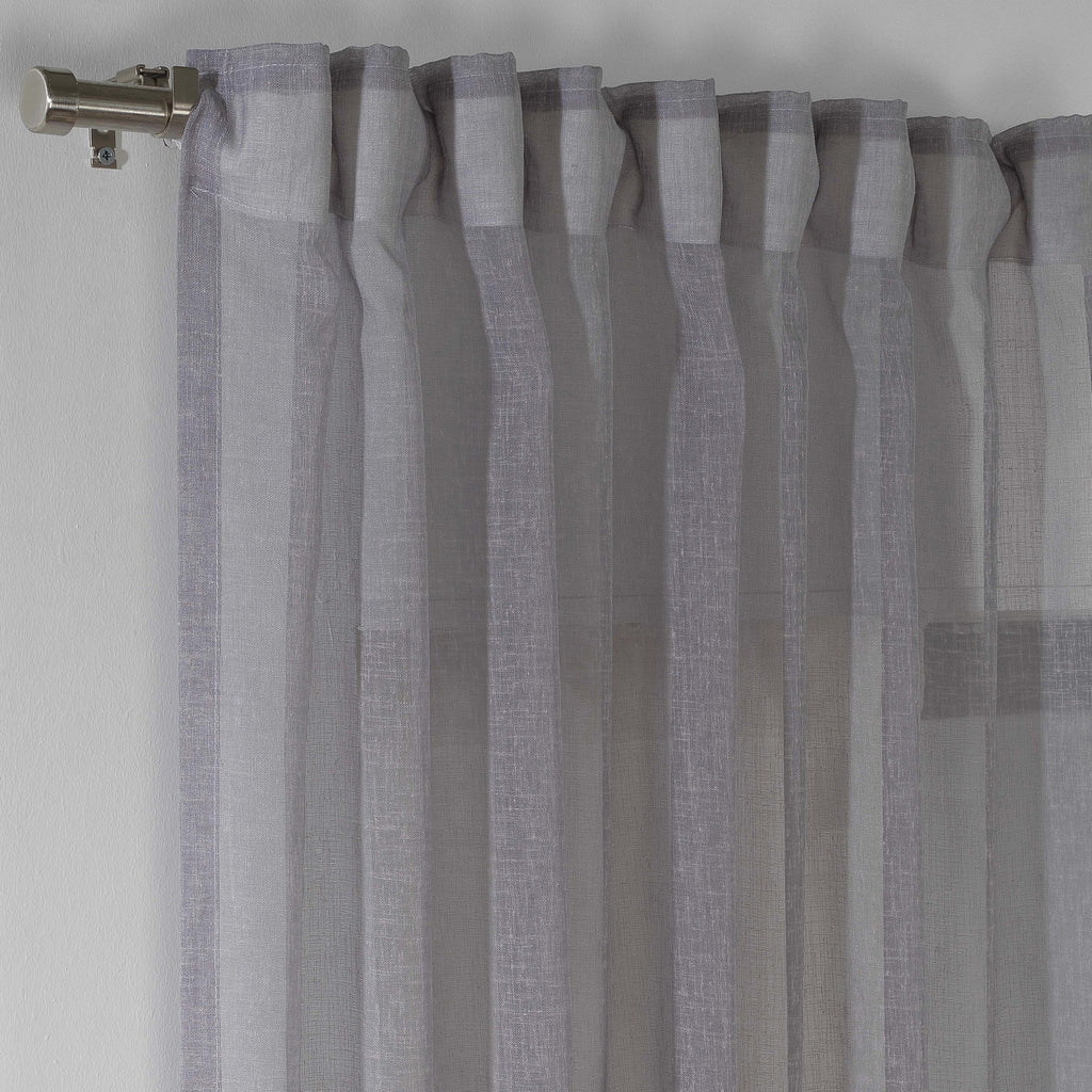 Sheer Linen Curtain Single Panel - Grey