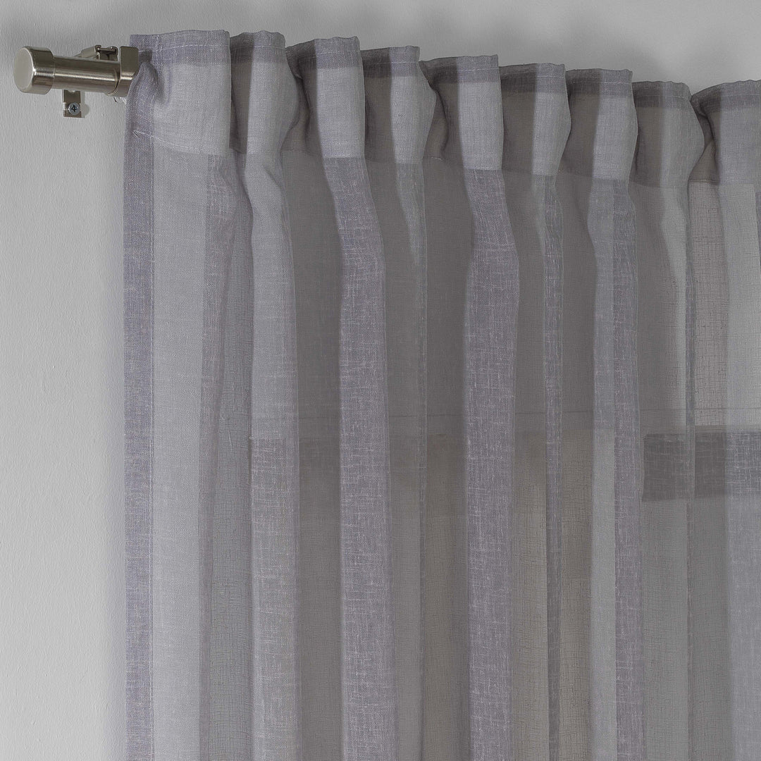 Sheer Linen Curtain Single Panel - Grey