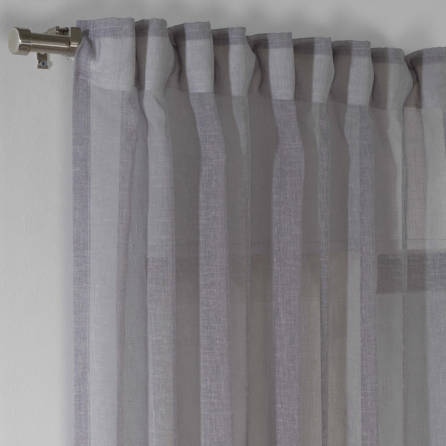 Sheer Linen Curtain Single Panel - Grey