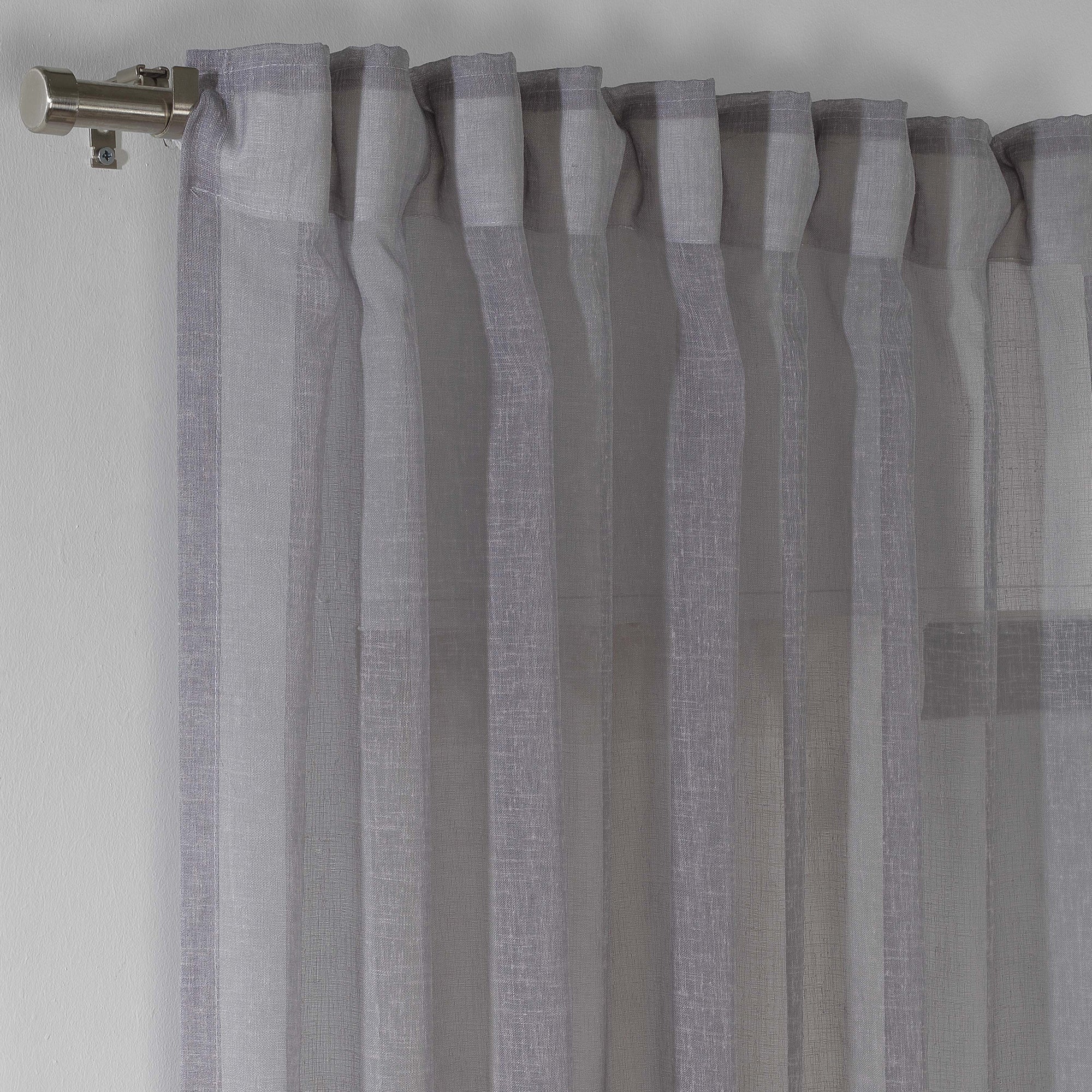 Sheer Linen Curtain Single Panel - Grey