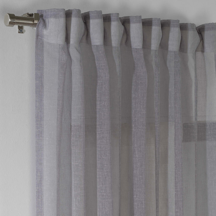 Sheer Linen Curtain Single Panel - Grey