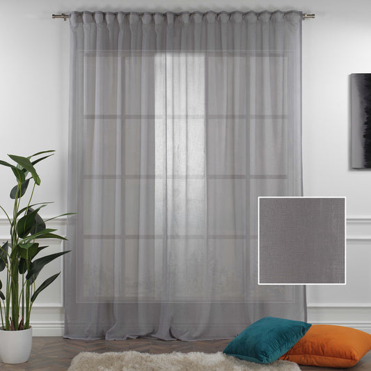 Sheer Linen Curtain Single Panel - Grey