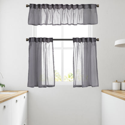 Sheer linen kitchen valances, sheer linen look kitchen valances, linen look kitchen valance, 100% polyester sheer valance, kitchen window valance, light filtering kitchen curtains, decorative kitchen curtains, farmhouse kitchen valance, modern kitchen decor, window topper, kitchen window treatment, custom kitchen valance, café window curtain, rod pocket valance, elegant window valance, stylish kitchen window topper, home decor, window furnishings